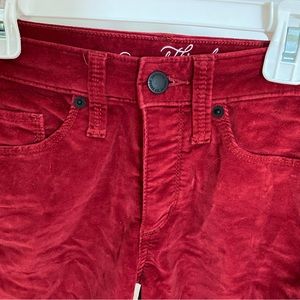 Red Universal Thread Velvet high rise skinny pants size 0/25R